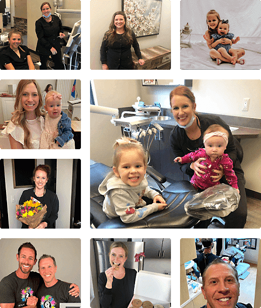 Collage of social media images of Novi dentist and dental team